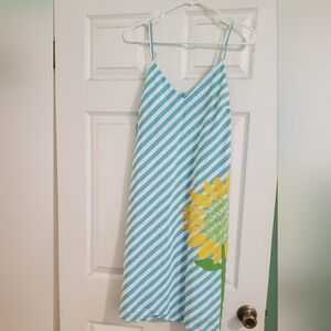 Vintage lily pultizer sunflower floral cotton stripped sun dress size 10